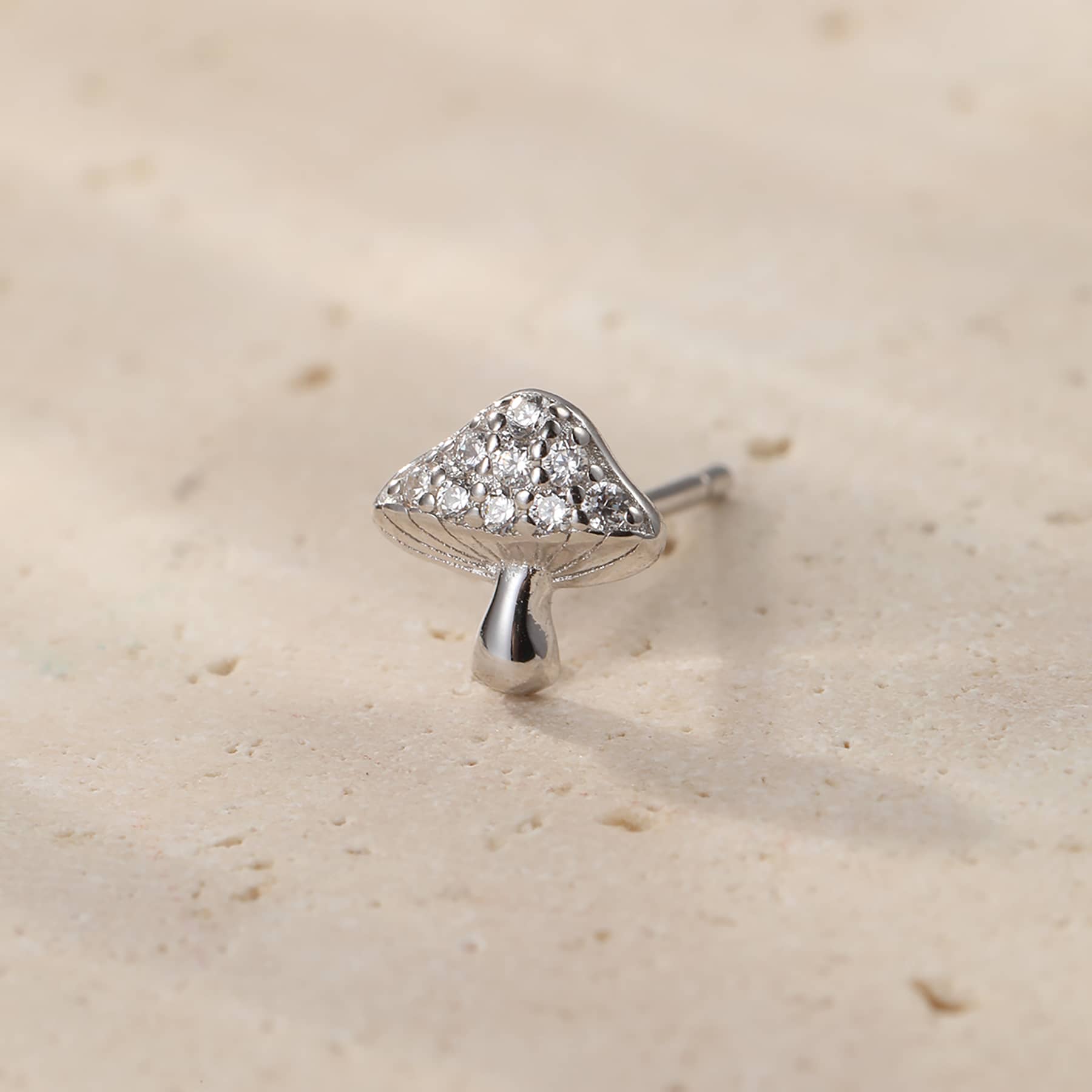 Pendiente de Botón Hongo Plata de Ley 925